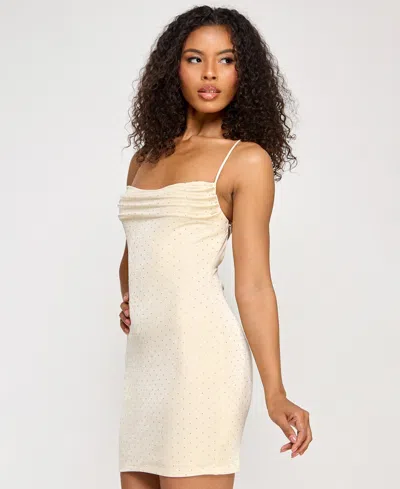 City Studios Juniors' Embellished Knit Bodycon Dress In Nude