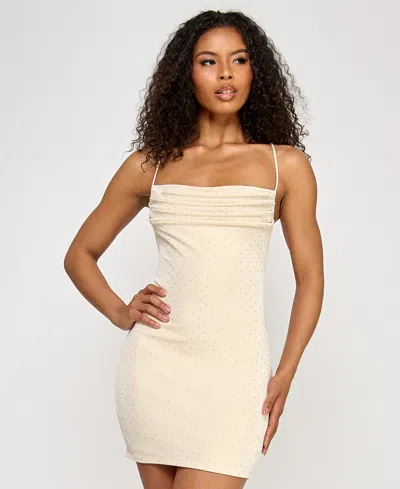City Studios Juniors' Embellished Knit Bodycon Dress In Nude