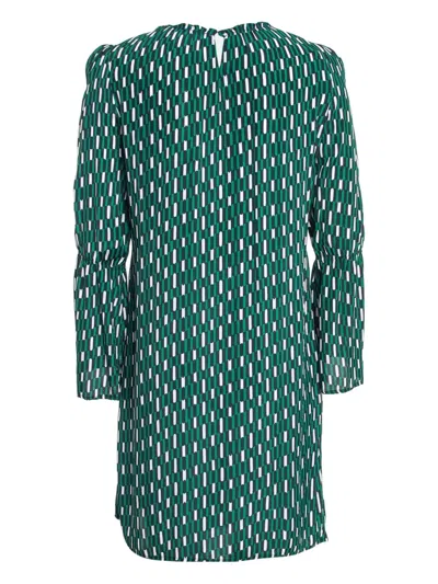 Pre-owned Maje 2024  Puff-sleeve Geometric-print Dress In Green
