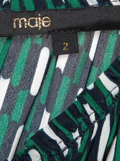 Pre-owned Maje 2024  Puff-sleeve Geometric-print Dress In Green