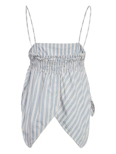 Pre-owned Ganni 2024  Stripe-pattern Asymmetric-hem Top