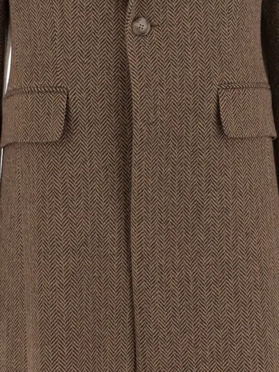 Polo Ralph Lauren Herringbone Single-breasted Coat In Green