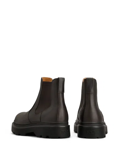 Tod's Chunky Sole Leather Ankle Boots With Elastic Panels In Multi