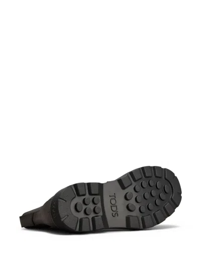 Tod's Chunky Sole Leather Ankle Boots With Elastic Panels In Multi