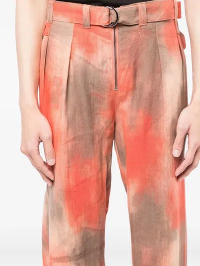 Emporio Armani Pleated Tie-dye Trousers In Red