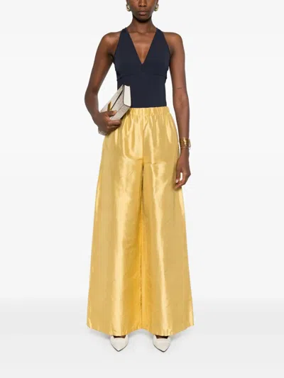 Sportmax Silk Trousers In Yellow