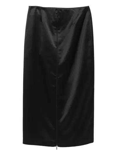 The Row Balmira Satin Pencil Skirt In Black