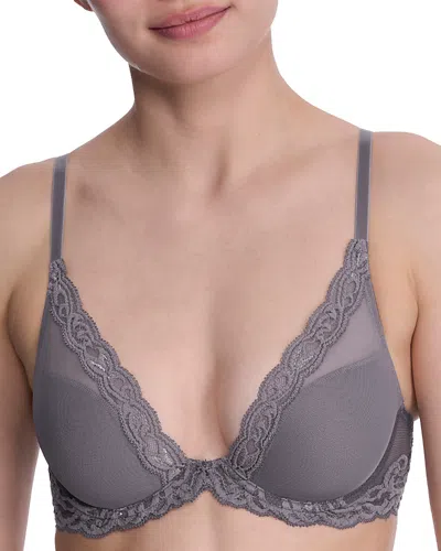 Natori Feathers Contour Plunge Bra In Gray