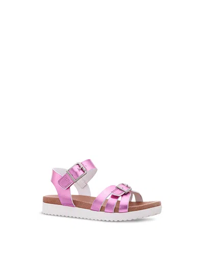 Nina Big Girls Lacey Season Fastening Strap Sandals In Purple