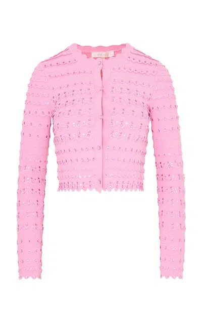 Loveshackfancy Ferris Embellished Cardigan In Pink