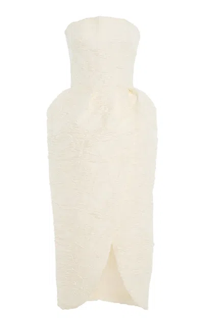 Monique Lhuillier Strapless Tulip Skirted Cocktail Dress In Neutral
