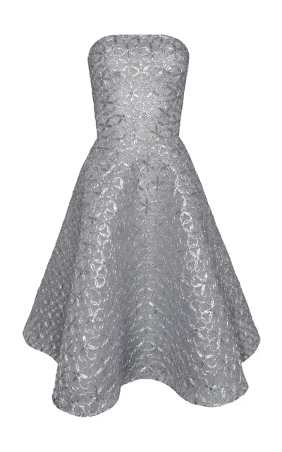 Naeem Khan Embellished Strapless Silk Mini Dress In Gray