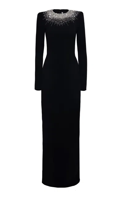 Naeem Khan Crystal-embellished Crepe Evening Gown