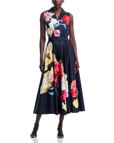 Elie Tahari Athena Regal Floral Print Sleeveless Maxi Dress