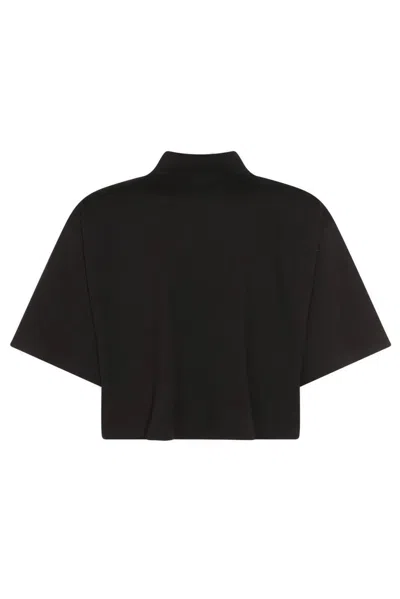 Alexander Wang Short Sleeved Cropped Polo T-shirt In Black