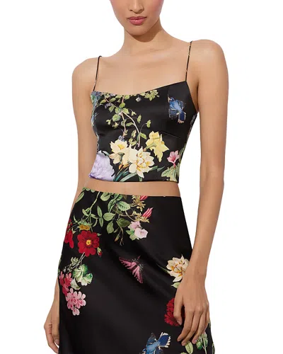 Alice And Olivia Saylor Bustier Floral Cami In Black