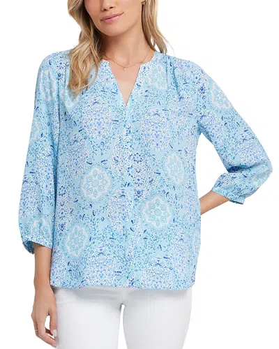 Nydj Petite Pintucked Blouse In Blue