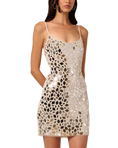 Liv Foster Kaia Beaded Sleeveless Minidress In Neutral