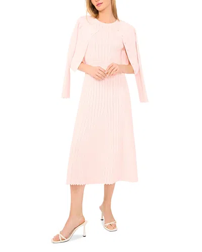Ted Baker Sleeveless Round Neck Midi Dress With Pointelle And Rib In Pink