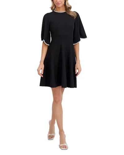 Ted Baker Flare Short Sleeve Round Neck Dress In Blue