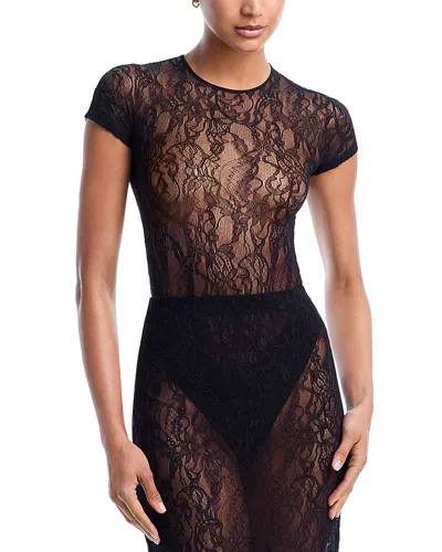 Wardrobe.nyc Wardrobe. Nyc Lace Cap Sleeve Bodysuit In Black