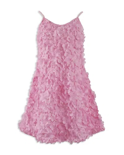 Lola + The Boys Girls' 3d Flowers Dress - Little Kid, Big Kid In Pink