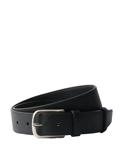 Prada Saffiano Leather Belt In Black