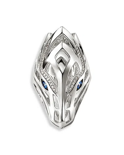 John Hardy Men's Sterling Silver Naga Blue Sapphire & Diamond Dragon Ring In Metallic