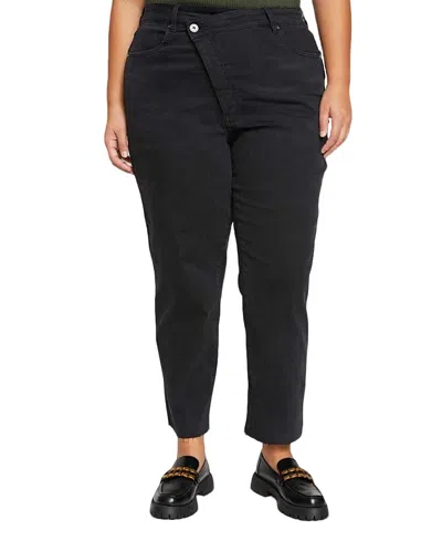 Universal Standard Women's Plus Katie High Rise Crossover Jeans In Black Wash In Black