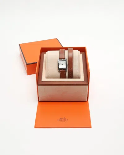 Pre-owned Hermes Hermès Cape Cod 23mm Ref Cc1.210 Full Set Watch In Silver