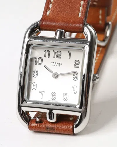 Pre-owned Hermes Hermès Cape Cod 23mm Ref Cc1.210 Full Set Watch In Silver
