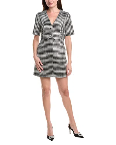 Sandro Houndstooth Tweed Mini Dress In Black