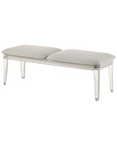 Acme Laveda Bench, Light Gray Boucle & Pearl White