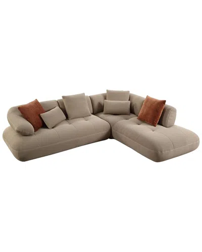 Acme Carrick Sectional Sofa W/6 Pillows In Neutral