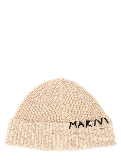 Marni Beanie Hat With  Mending Embroidery
