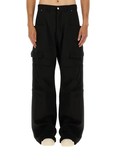 Rick Owens Stefan Wide-leg Brushed Cotton-twill Cargo Trousers