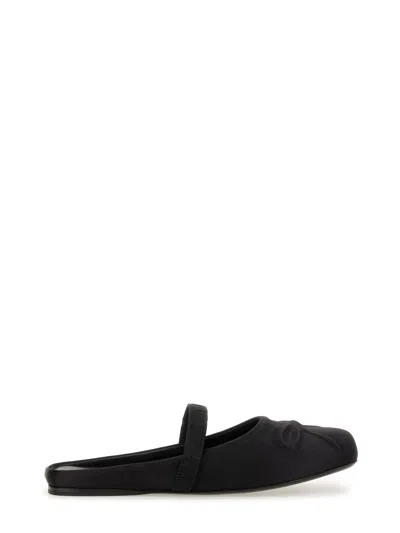 Marni Little Bow Nappa Leather Flat Mules In Black