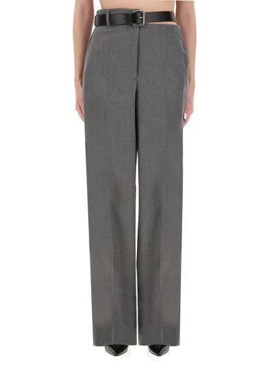 Stella Mccartney Flannel Pants With Belt In Gray
