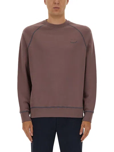 Ps By Paul Smith Ps Paul Smith Relaxed-fit Sweatshirt With Subtle Embroidery And Textured Finish In Brown