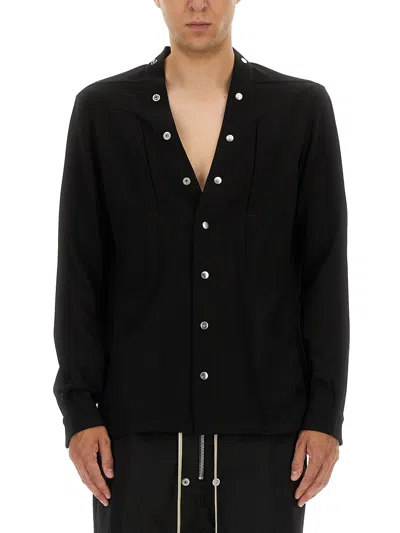RICK OWENS | HOLLYWOOD LARRY FOGPOCKET SHIRT (SCH) シャツ 黑 Black Larry Fogpocket Shirt by Rick Owens on Sale