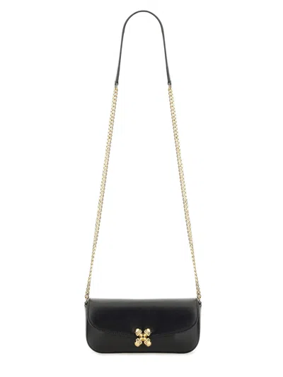 Alexander Mcqueen Black Healthier Small Skull Flower Crossbody Bag