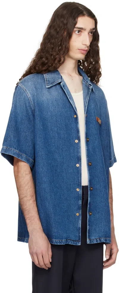 Versace Medusa Biggie Denim Jacket In Blue