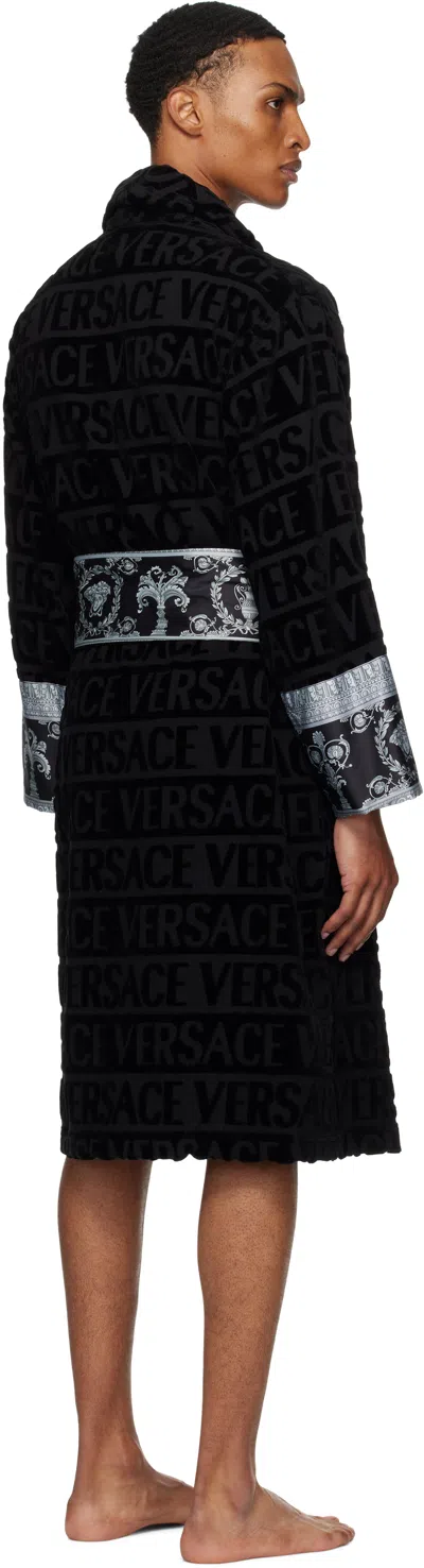 Versace Black 'i Heart Baroque' Bathrobe In Black