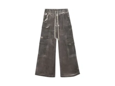 Pre-owned Rick Owens Men's  Drkshdw Foil Denim Double Cargo Jumbo Belas Pants In Darkdust