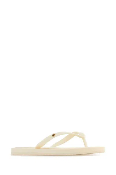 Tory Burch 'kira' White Flip Flops With Logoplaque In Tech Fabric Woman