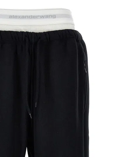 Alexander Wang T T By Alexander Wang 'wide Leg W/ Logo Elastic Exposed Brief' Joggers