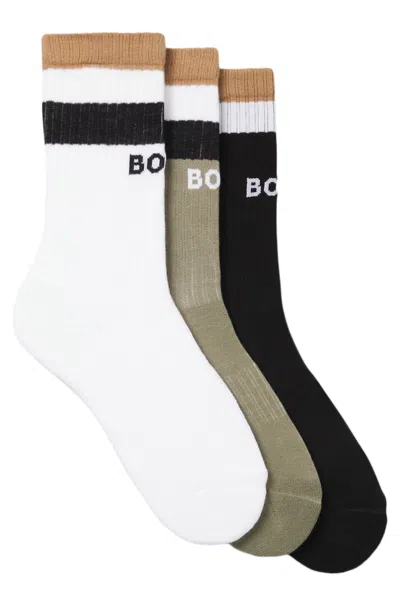 Hugo Boss Boss 3 Pack Iconic Socks White Khaki Black In Multi