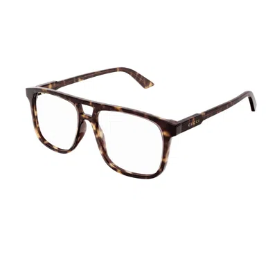 Gucci Gg1035o Linea Institutional Logo 002 Havana Glasses In Brown