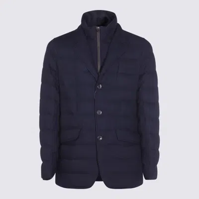 Herno La Giacca Water Resistant Down Blazer With Removable Bib In Blue