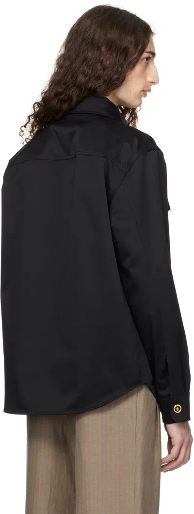 Versace Black Gabardine Overshirt In Black